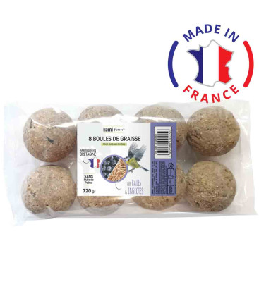 Lot de 8 Boules de Graisse Baie et Insectes HAMIFORM – Alimentation pour Oiseaux Sauvages